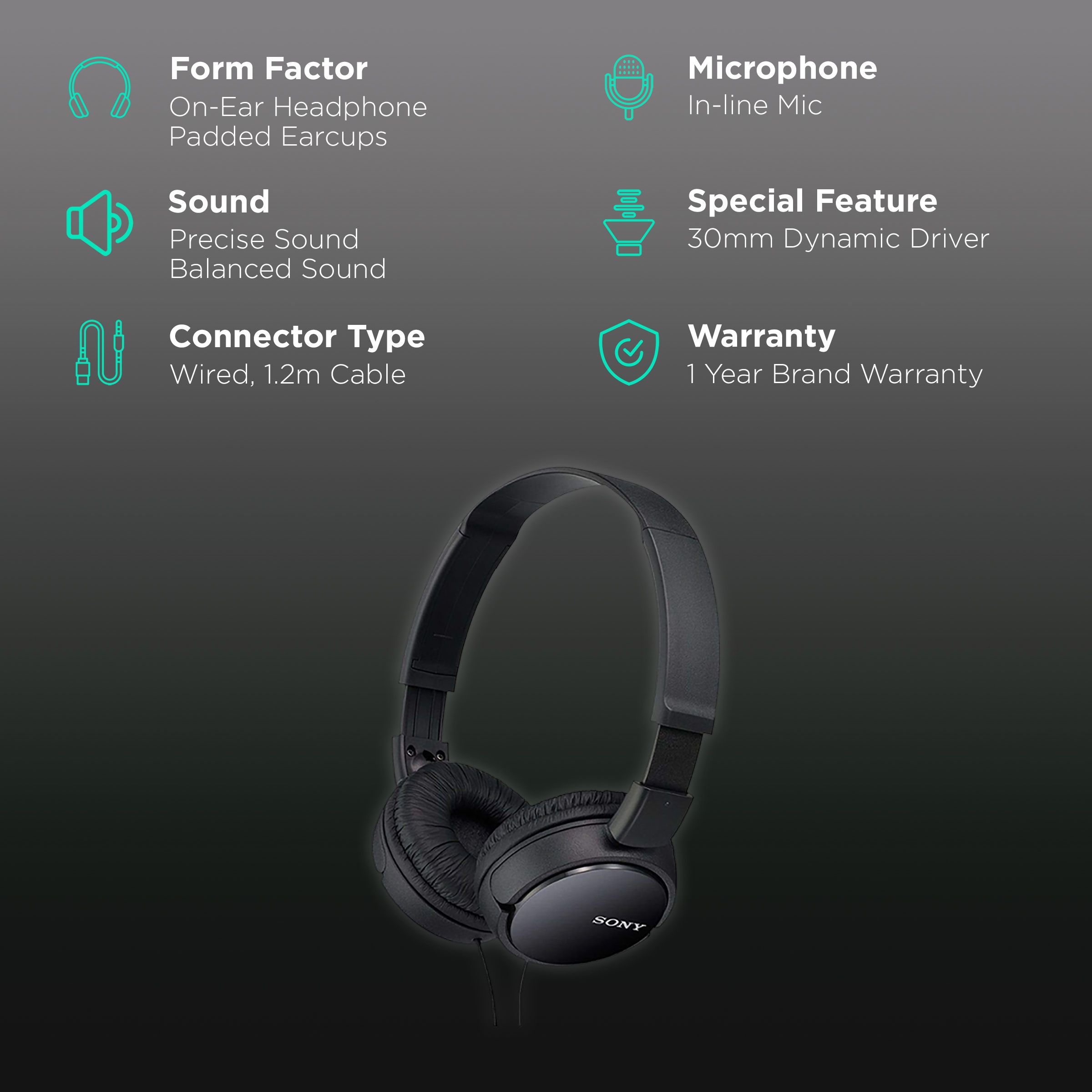 Buy SONY MDR-ZX110AP Wired Headphone with Mic (3.5mm Connector, On